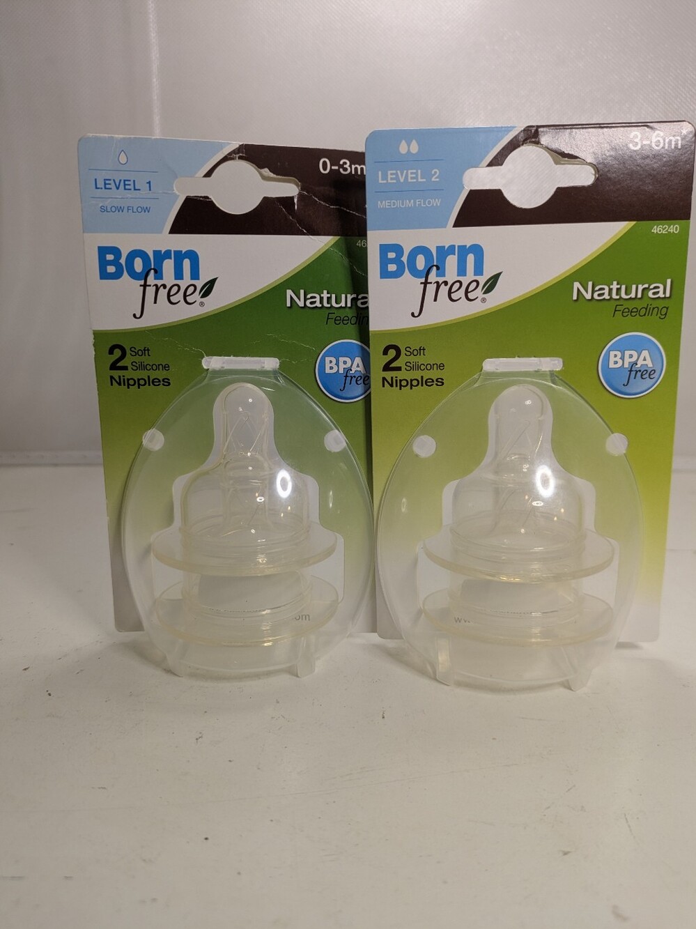 Born Free Natural Feeding Soft Silicone Nipples - 2 Pks - Level 1 & Level 2